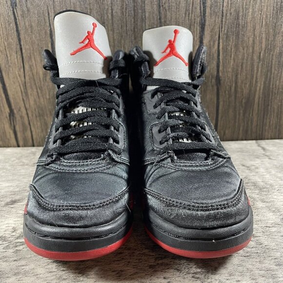 Nike Air Jordan 5 Retro Satin PS Black Red White 2017 440889-006 Size 1 - Picture 5 of 8
